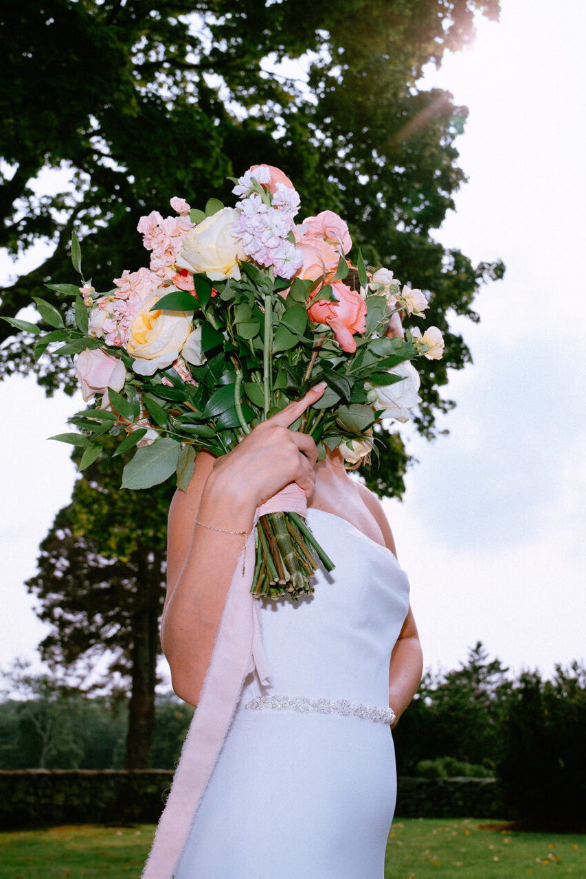 bride holding a bouquet. candid and documentary 