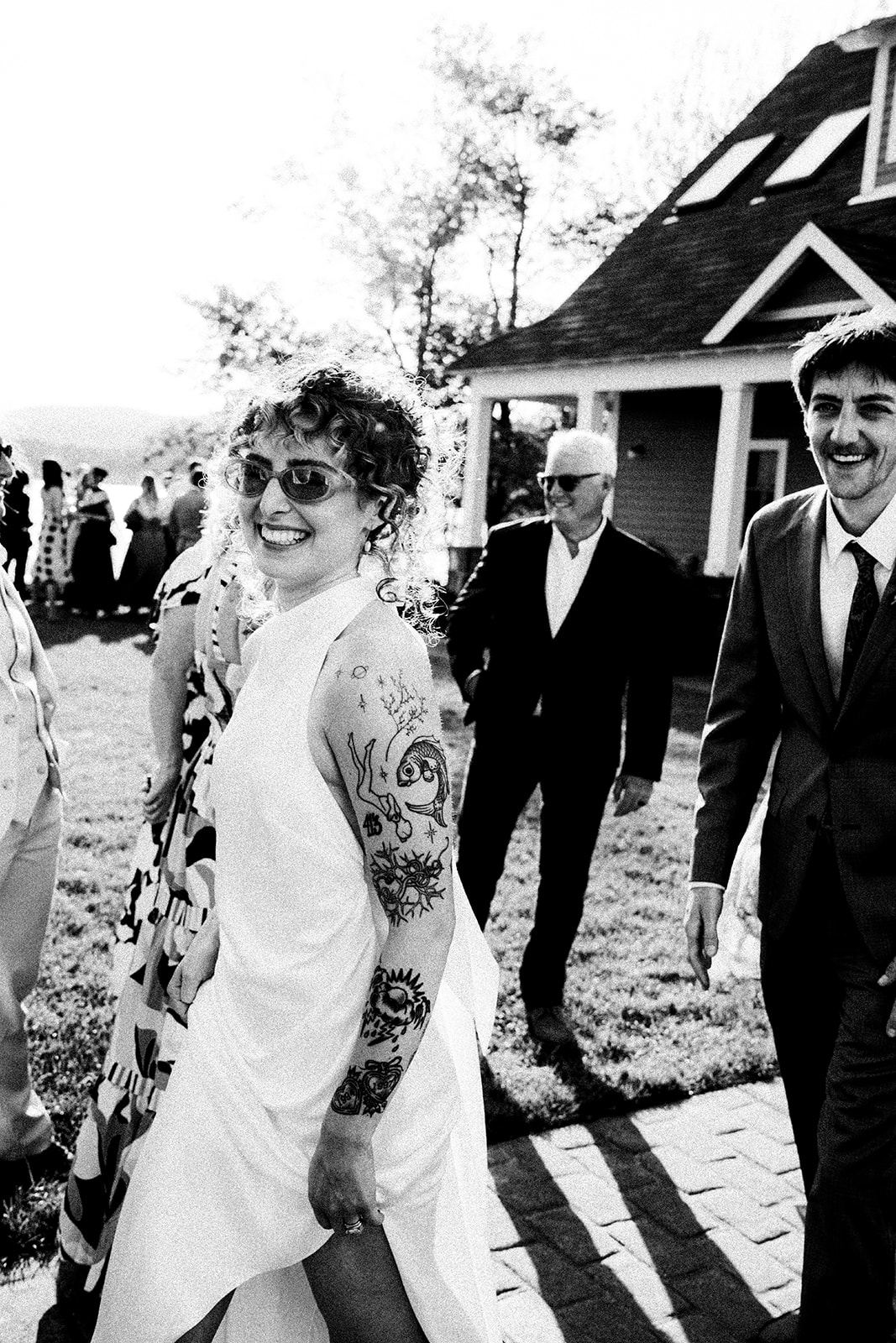 lakehouse-cottages-of-the-berkshires-wedding-film-couple in black and white